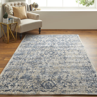 Feizy Camellia 39KMF Blue/Ivory Area Rug Lifestyle Image