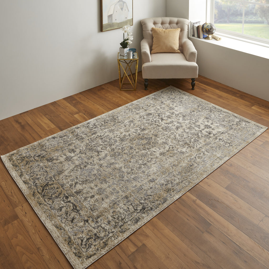 Feizy Camellia 39KMF Gray/Ivory Area Rug Lifestyle Image Feature