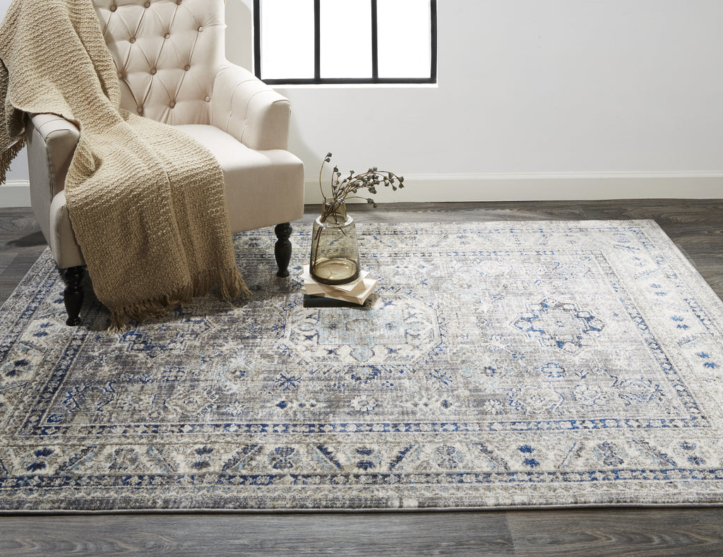 Feizy Bellini I3136 Gray/Blue Area Rug Lifestyle Image Feature