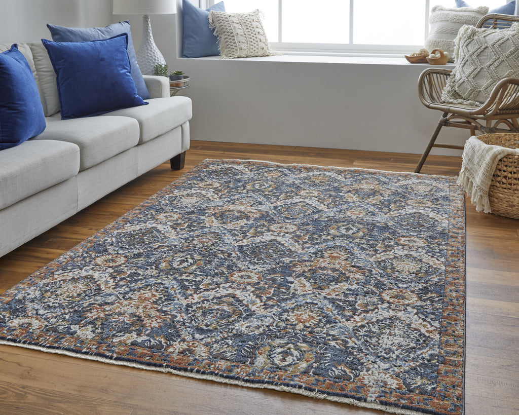 Feizy Kaia 39HRF Navy/Blue Area Rug Lifestyle Image Feature
