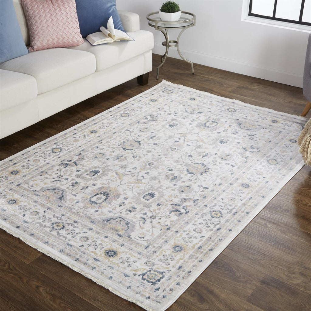 Feizy Kyra 3854F Ivory/Blue Area Rug Lifestyle Image Feature