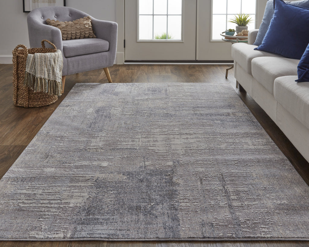 Feizy Lennon 39G1F Gray/Blue Area Rug Lifestyle Image Feature