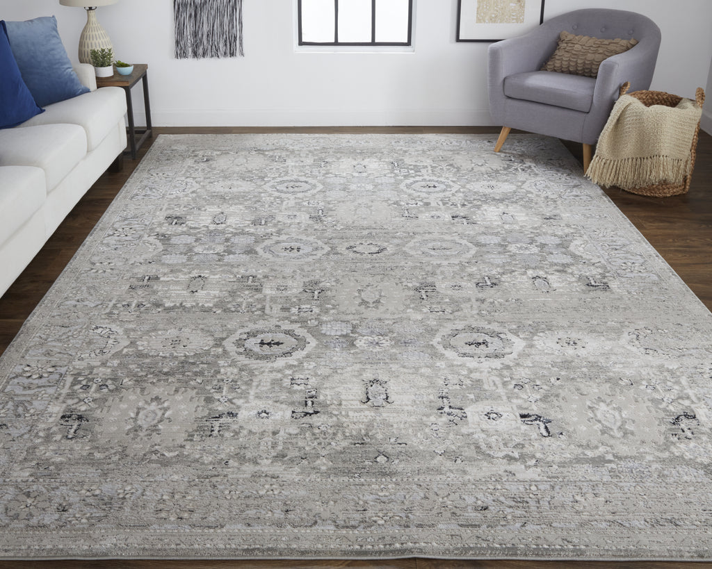 Feizy Macklaine 39FUF Beige/Silver Area Rug Lifestyle Image Feature