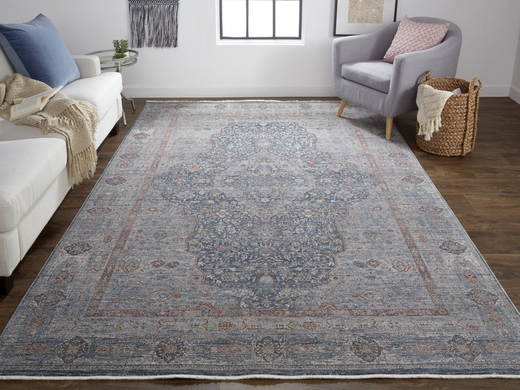 Feizy Marquette 3778F Gray/Rust Area Rug Lifestyle Image Feature