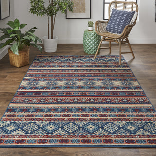 Feizy Nolan 39ATF Blue/Rust Area Rug Lifestyle Image