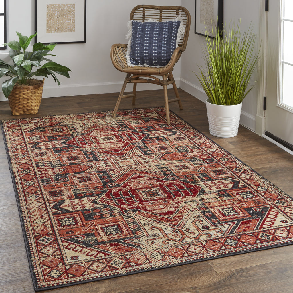 Feizy Nolan 39BZF Red/Orange Area Rug Lifestyle Image Feature