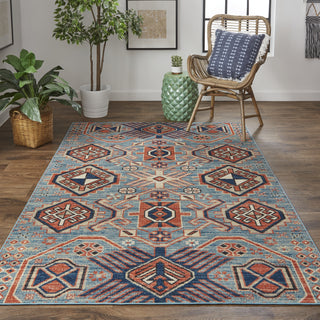 Feizy Nolan 39C9F Turquoise/Orange Area Rug Lifestyle Image