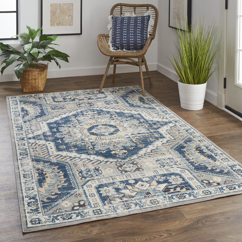 Feizy Nolan 39CDF Gray/Blue Area Rug Lifestyle Image Feature