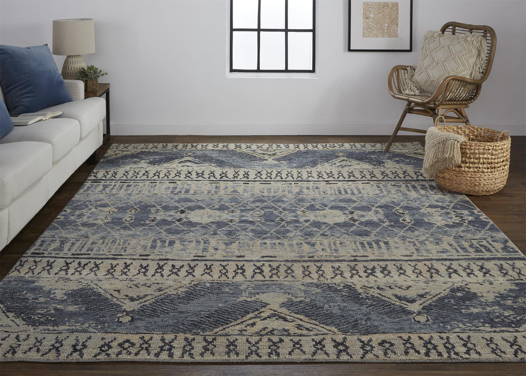 Feizy Palomar 6572F Blue/Tan Area Rug Lifestyle Image Feature