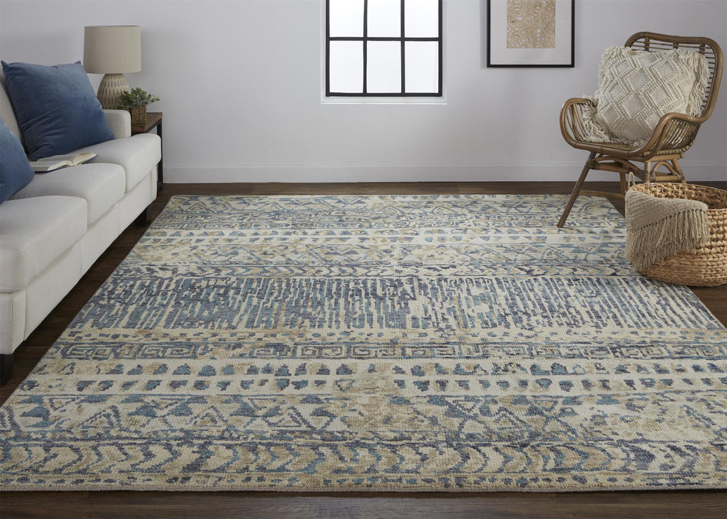 Feizy Palomar 6591F Blue/Beige Area Rug Lifestyle Image Feature