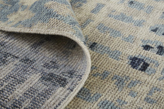 Feizy Palomar 6631F Tan/Blue Area Rug Corner Image with Rug Pad