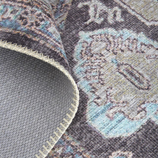 Feizy Percy 39AGF Gray/Blue Area Rug Corner Image with Rug Pad