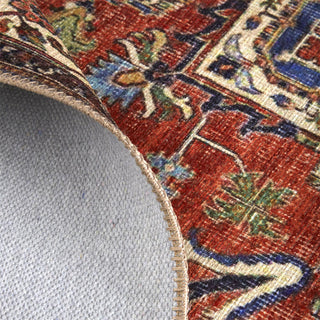 Feizy Percy 39AHF Rust/Blue Area Rug Corner Image with Rug Pad