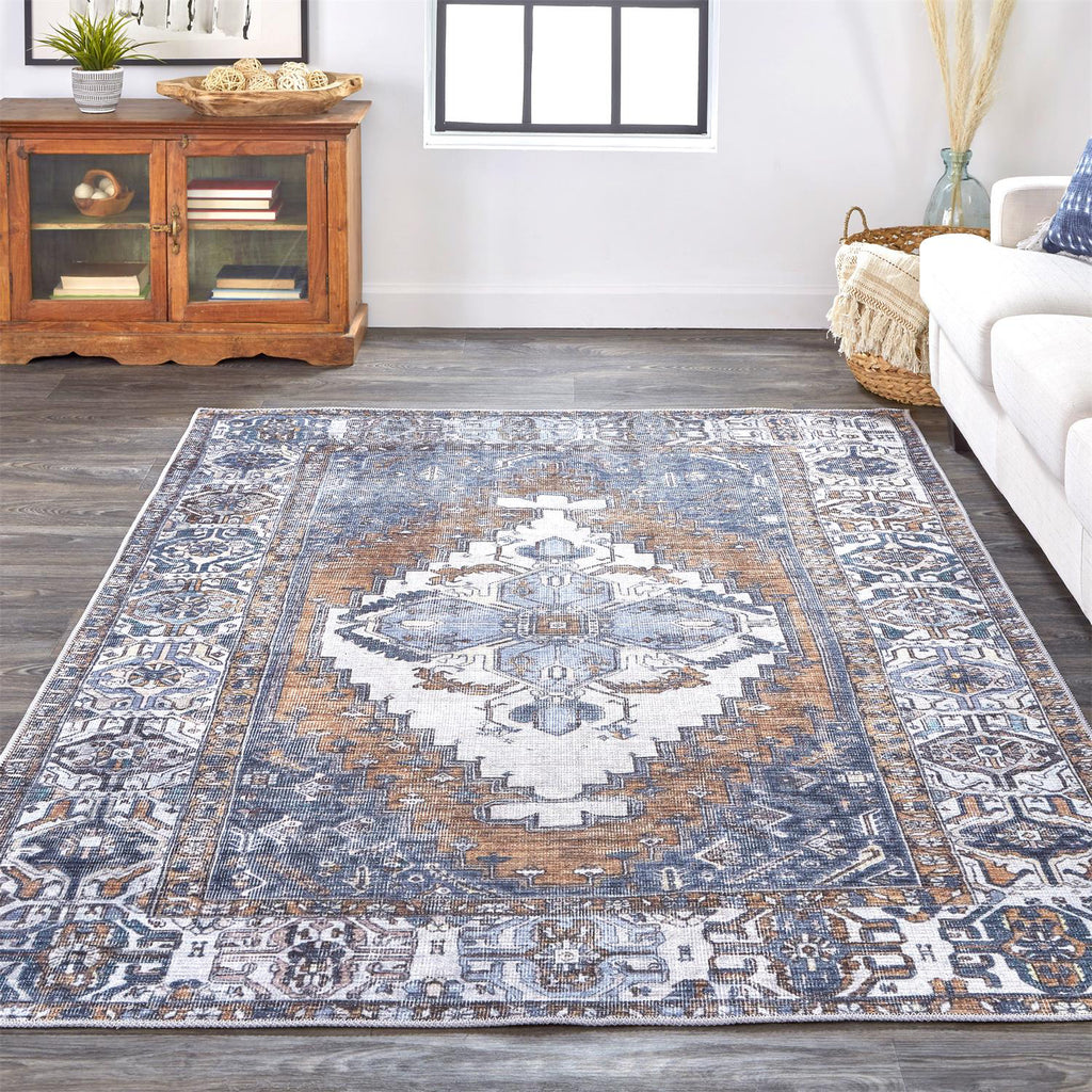 Feizy Percy 39AIF Blue/Brown Area Rug Lifestyle Image Feature