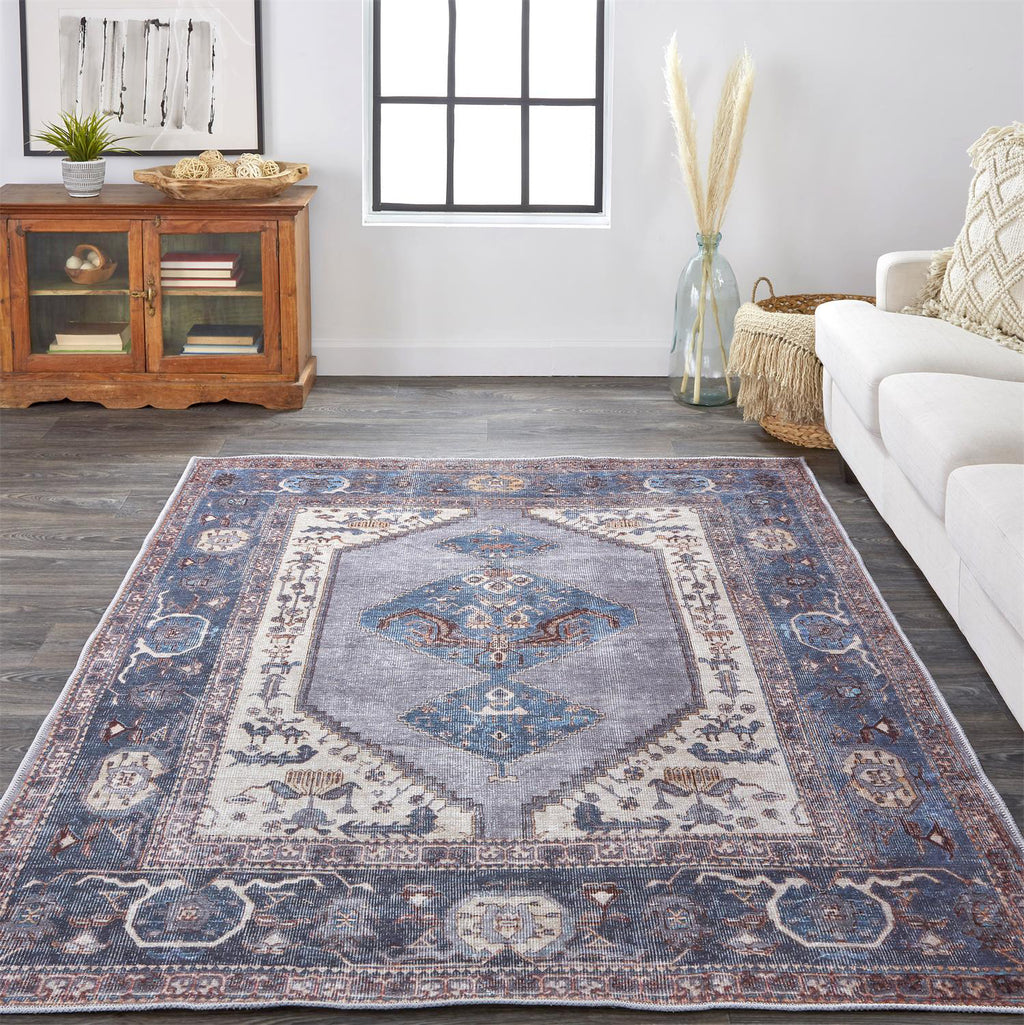 Feizy Percy 39AKF Blue/Brown Area Rug Lifestyle Image Feature
