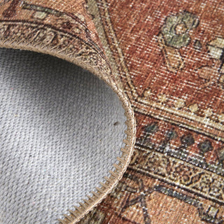 Feizy Percy 39ALF Orange/Pink Area Rug Corner Image with Rug Pad