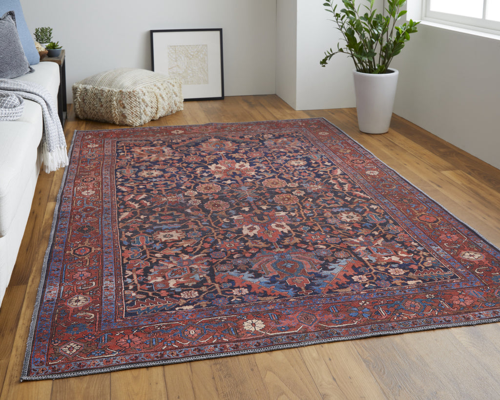 Feizy Rawlins 39HIF Red/Navy Area Rug Lifestyle Image Feature
