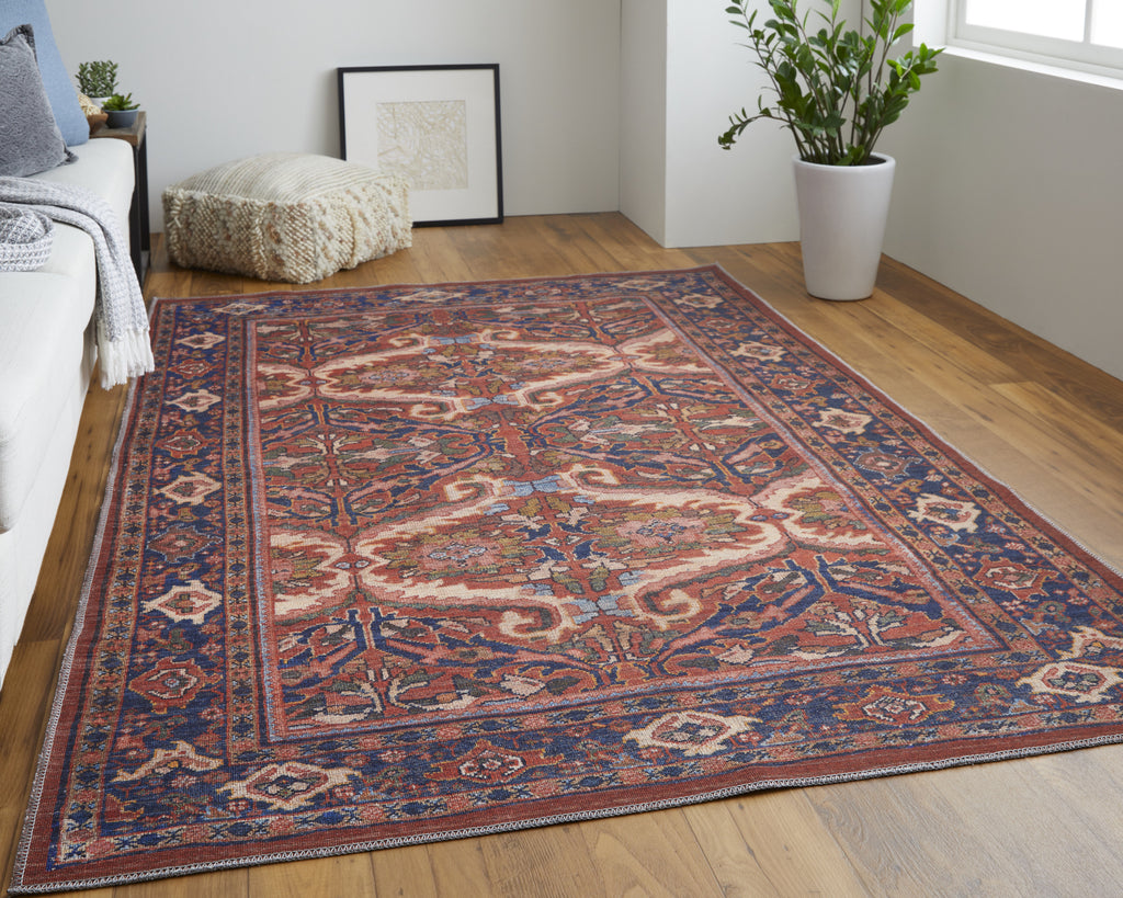 Feizy Rawlins 39HMF Red/Navy Area Rug Lifestyle Image Feature