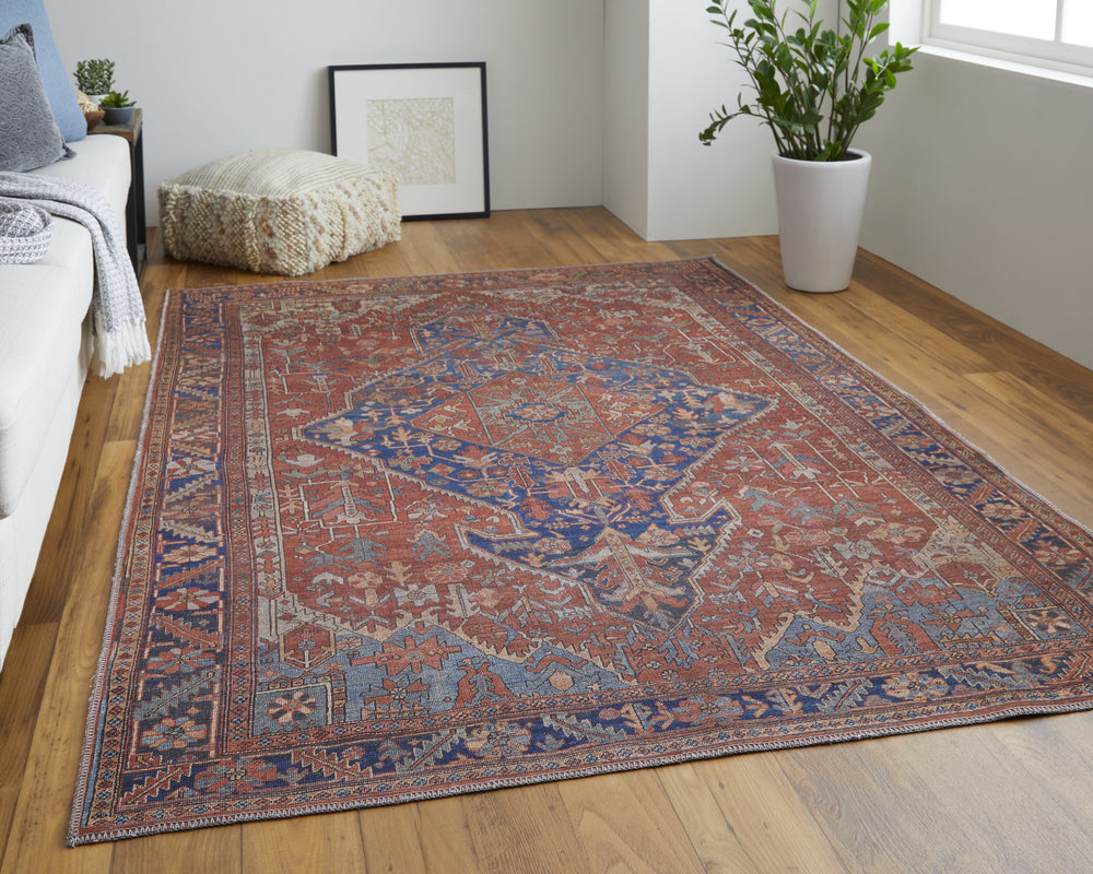 Feizy Rawlins 39HQF Red/Navy Area Rug Lifestyle Image Feature