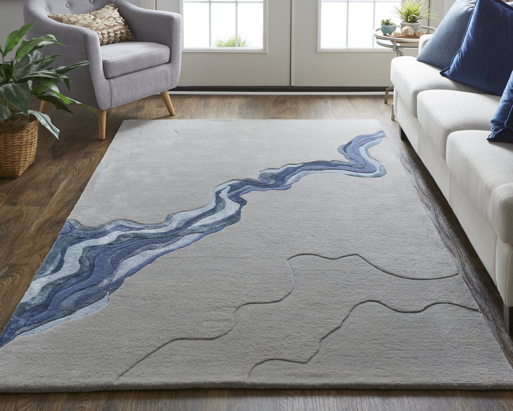 Feizy Serrano 8853F Gray/Blue Area Rug Lifestyle Image Feature