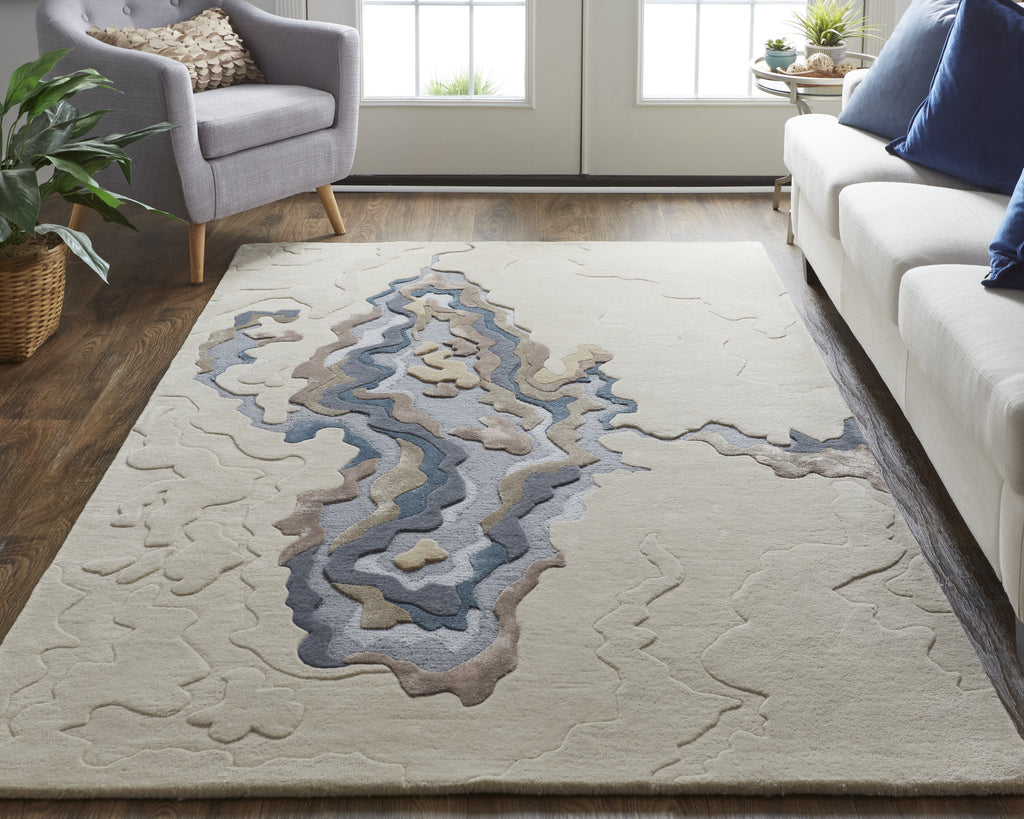 Feizy Serrano 8855F Blue/Beige Area Rug Lifestyle Image Feature