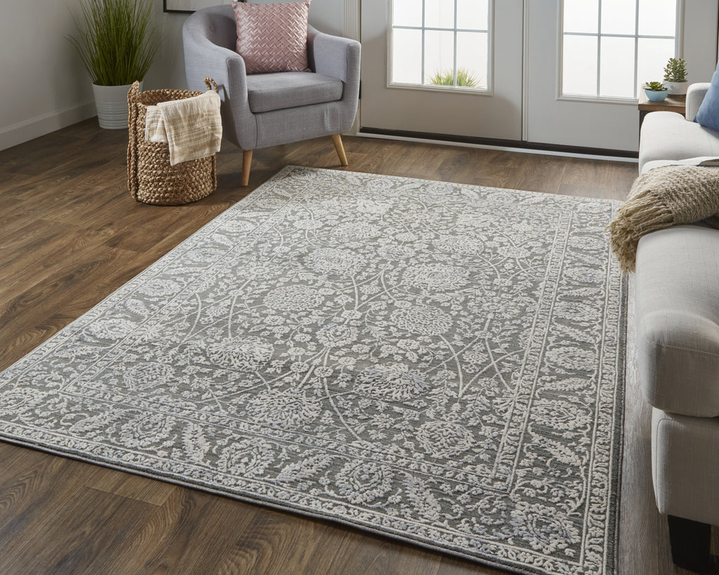 Feizy Thackery 39CWF Charcoal/White Area Rug Lifestyle Image Feature