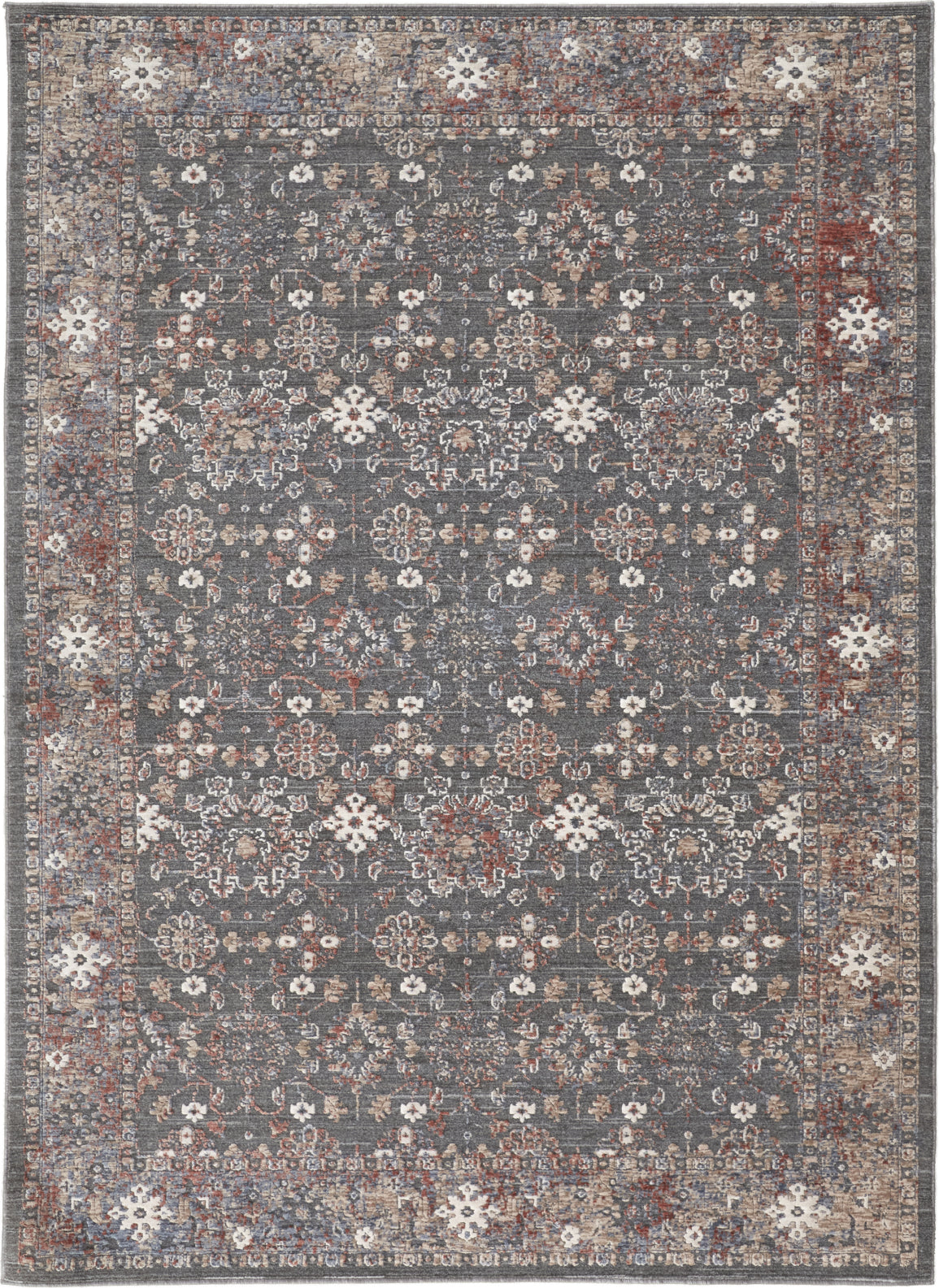 Feizy Thackery 39CYF Charcoal/Red Area Rug main image