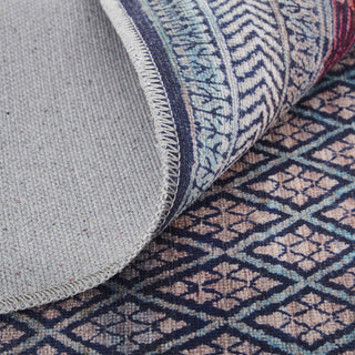 Feizy Voss 39H7F Aqua/Multi Area Rug Corner Image with Rug Pad