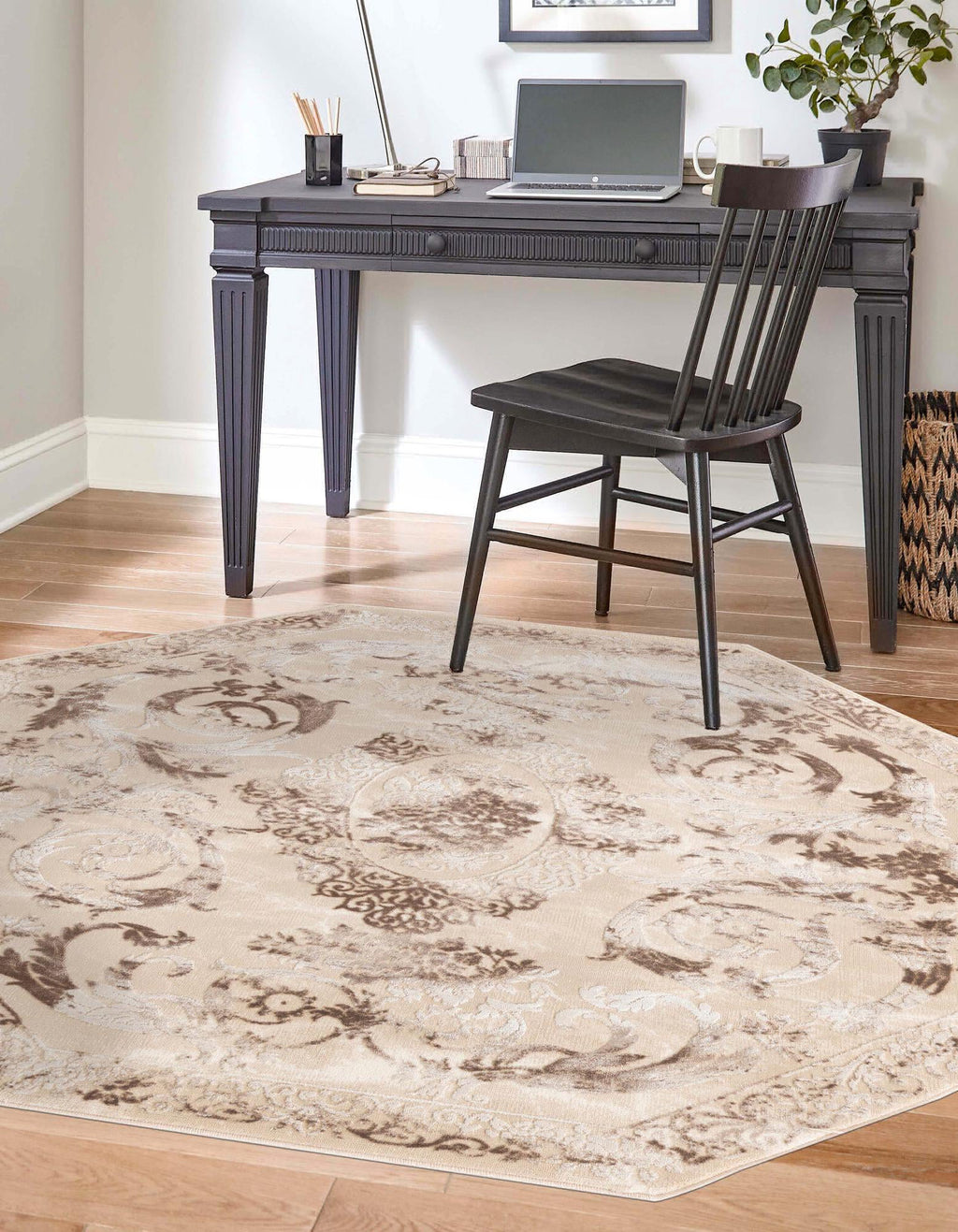 Unique Loom Finsbury T-FBRY1 Beige Area Rug Octagon Lifestyle Image Feature