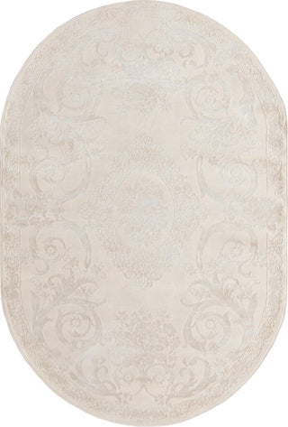 Unique Loom Finsbury T-FBRY1 Ivory Area Rug Oval Top-down Image