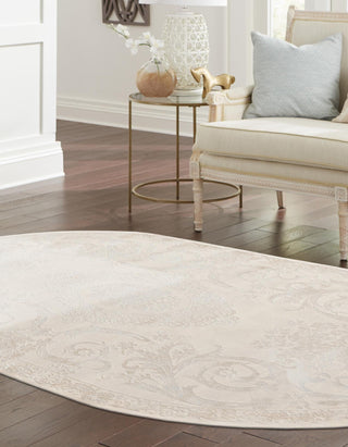 Unique Loom Finsbury T-FBRY1 Ivory Area Rug Oval Lifestyle Image