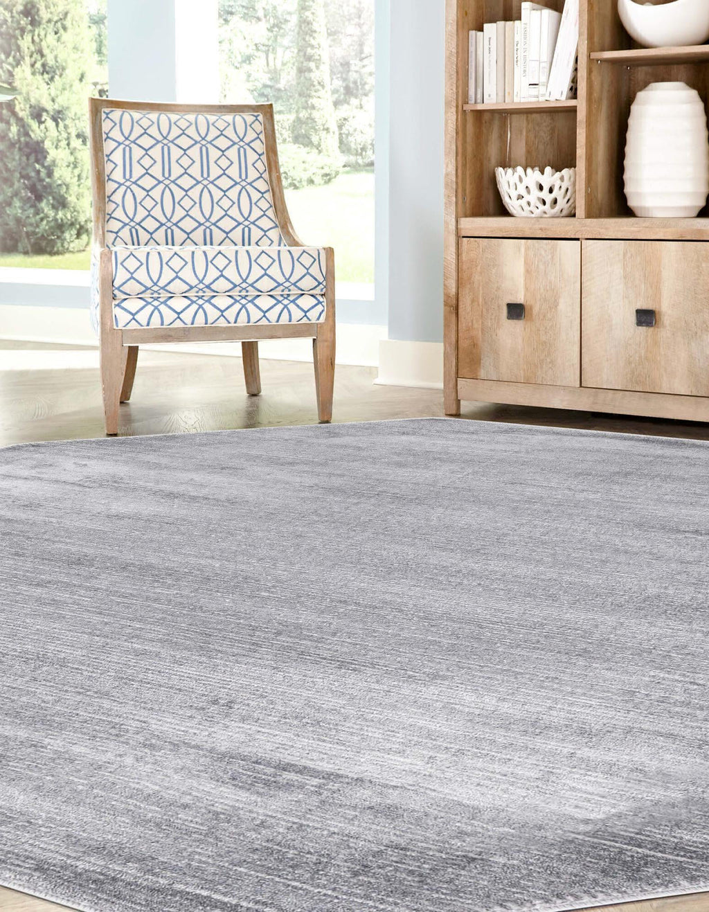 Unique Loom Finsbury T-FBRY2 Gray Area Rug Octagon Lifestyle Image Feature
