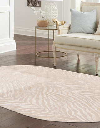 Unique Loom Finsbury T-FBRY3 Ivory Beige Area Rug Oval Lifestyle Image