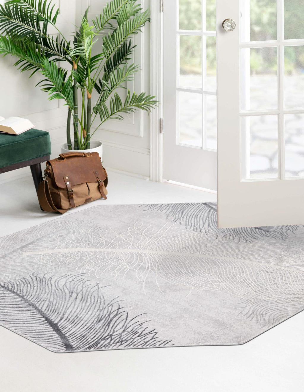 Unique Loom Finsbury T-FBRY7 Gray Area Rug Octagon Lifestyle Image Feature