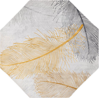 Unique Loom Finsbury T-FBRY7 Yellow Gray Area Rug Octagon Top-down Image