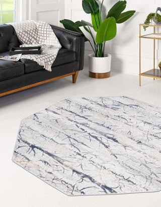 Unique Loom Finsbury T-FBRY8 Gray Area Rug Octagon Lifestyle Image Feature