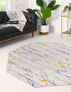 Unique Loom Finsbury T-FBRY8 Yellow and Gray Area Rug Octagon Lifestyle Image Feature
