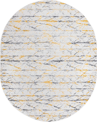 Unique Loom Finsbury T-FBRY8 Yellow and Gray Area Rug Oval Top-down Image