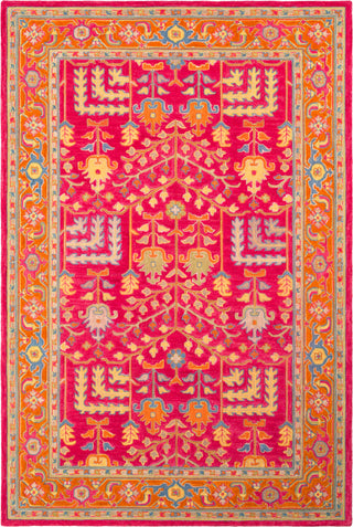 Surya Fire Work FIR-1000 Bright Pink Yellow Denim Burnt Orange Lime Light Gray Area Rug main image