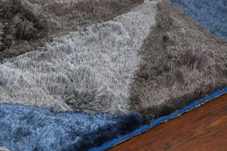 Chandra Flemish FLE-51111 Blue/Grey/Charcoal Area Rug Detail