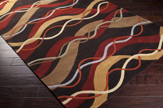 Surya Forum FM-7154 Burgundy Hand Tufted Area Rug 5x8 Corner