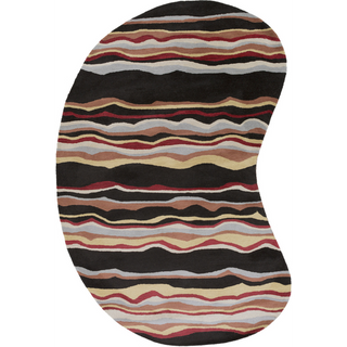 Surya Forum FM-7191 Black Area Rug 6' x 9' Kidney