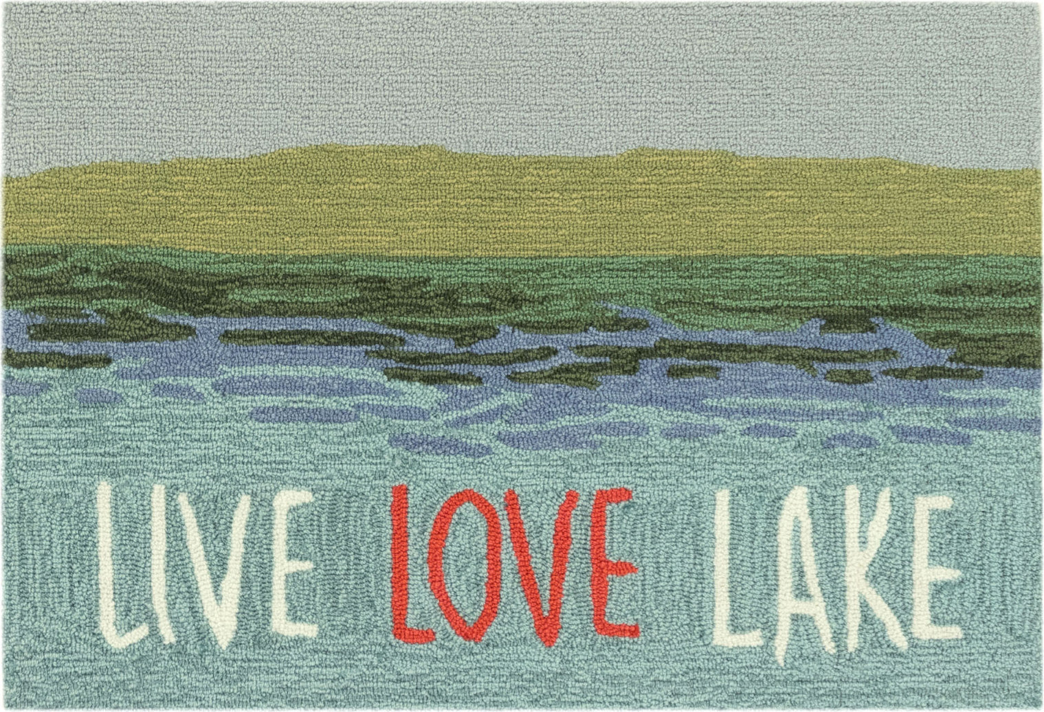 Trans Ocean Frontporch 4507/03 Live Love Lake Blue Area Rug by Liora Manne