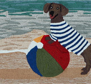 Trans Ocean Frontporch 4496/04 Coastal Dog Blue Area Rug by Liora Manne