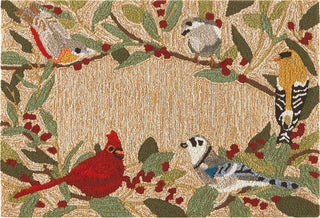 Trans Ocean Frontporch 4500/12 Bird Border Natural Area Rug by Liora Manne