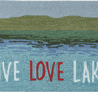 Trans Ocean Frontporch 4507/03 Live Love Lake Blue Area Rug by Liora Manne