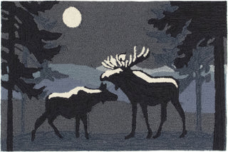 Trans Ocean Frontporch 4510/47 Moonlit Moose Navy Area Rug by Liora Manne