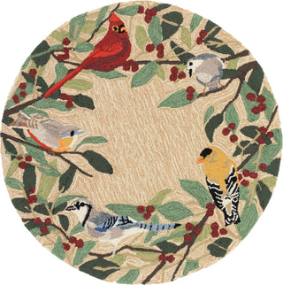 Trans Ocean Frontporch 4500/12 Bird Border Natural Area Rug by Liora Manne