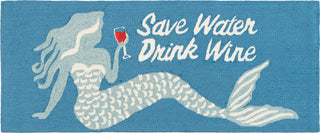 Trans Ocean Frontporch 4352/04 Save Water Drink Wine Blue Area Rug by Liora Manne