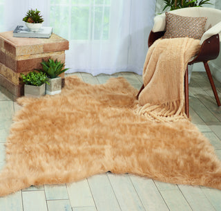 Nourison Fur REMEN POLY FAUX Beige Throw by Mina Victory 